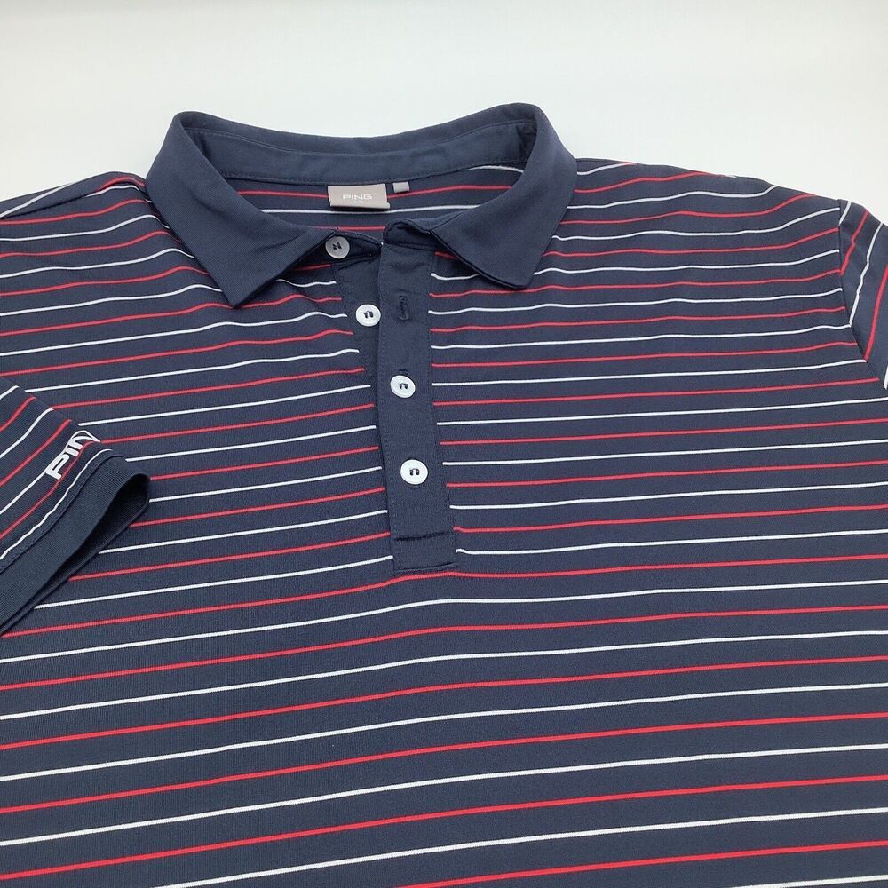 Ping Mens Sensor Cool Short Sleeve Polo Blue Striped Size XL